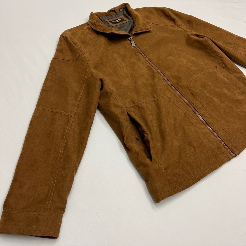 SOLD 🔴 Dockers zip up light jacket cognac tan brown suede like size XL - Picture 12 of 15